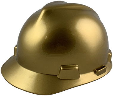 MSA V-Gard Cap Style Metallic Gold Hard Hats with One Touch Suspension  - Oblique View