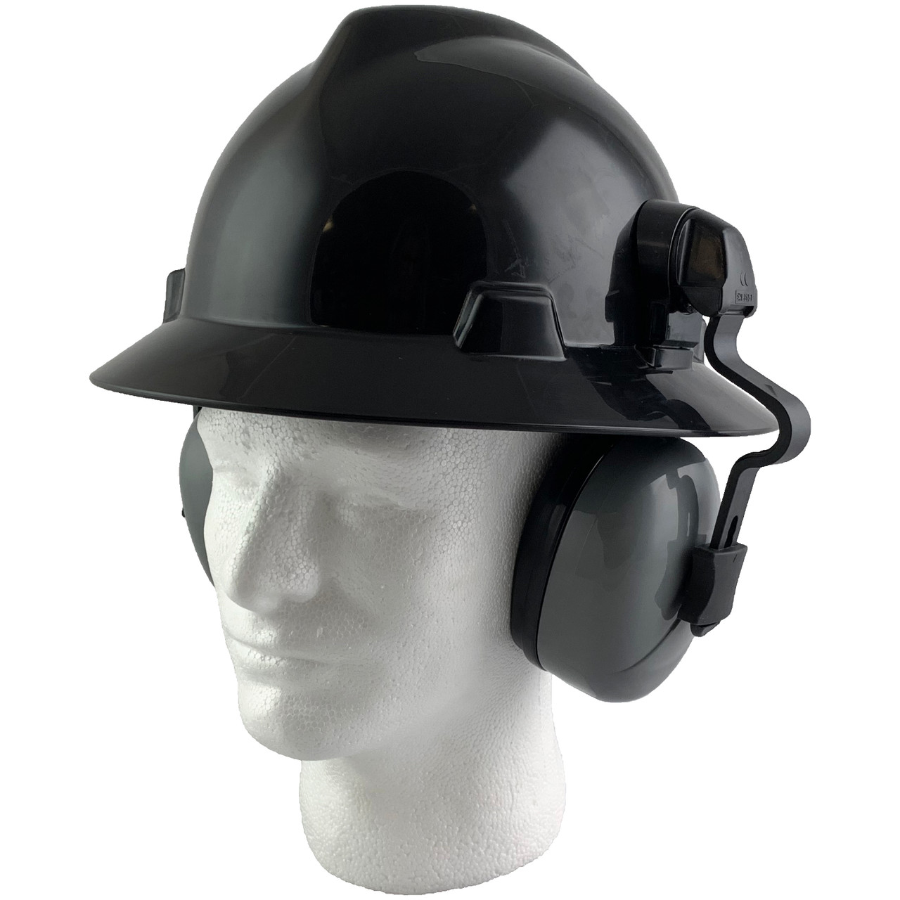 black msa full brim hard hat