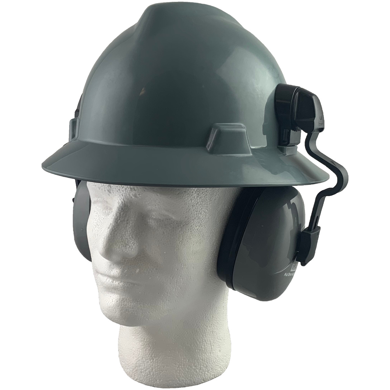 MSA Full Brim Gray Hard Hat with Earmuff Attachment Buy Online at T.A