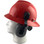 MSA Full Brim V-Guard Hard Hat with Earmuff Attachment - Red