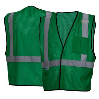 Pyramex NON-ANSI Mesh Safety Vests w/ Silver Stripes - Green