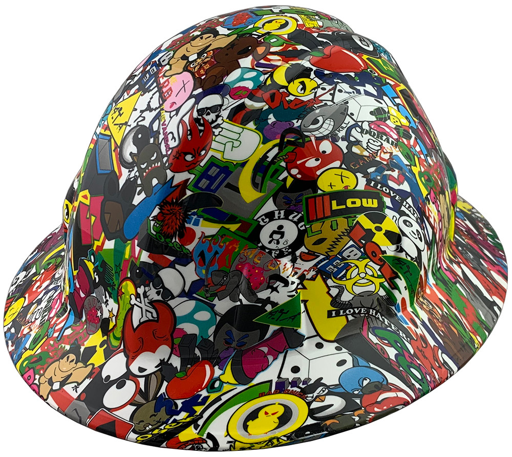 Sticker Bomb 5 Design Full Brim Hydro Dipped Hard Hats | Buy Online at ...