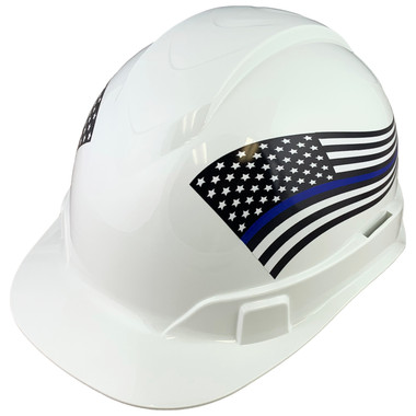 Pyramex Ridgeline Cap Style Hard Hats - Blue Lives Matter Flag ~ Profile