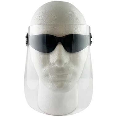 ERB Clip-On Disposable Face Shield with Fog Free Gateway Starlite Safety Glasses w/ Smoke Lens (KIT-4160-4678)