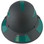 Actual Carbon Fiber Hard Hat - Full Brim Matte Black with Reflective Green Decal Kit Applied 