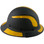 Actual Carbon Fiber Hard Hat - Full Brim Matte Black with Reflective Yellow Decal Kit Applied