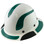 DAX Fiberglass Composite Hard Hat - Full Brim White with Reflective Green Decal Kit Applied
