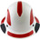 DAX Fiberglass Composite Hard Hat - Full Brim White with Reflective Red Decal Kit Applied