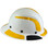 DAX Fiberglass Composite Hard Hat - Full Brim White with Reflective Yellow Decal Kit Applied