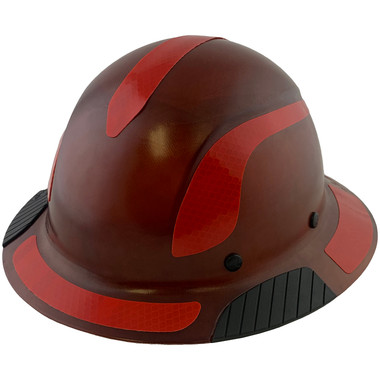 DAX Fiberglass Composite Hard Hat - Full Brim Natural Tan with Reflective Red Decal Kit Applied