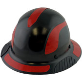 DAX Fiberglass Composite Hard Hat - Full Brim Black with Reflective Red Decal Kit Applied