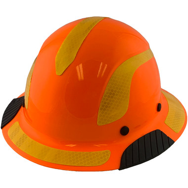 DAX Fiberglass Composite Hard Hat - Full Brim High-Viz Orange with Reflective Yellow Decal Kit Applied