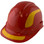 Pyramex Ridgeline Cap Style Hard Hats Red with Yellow Reflective Decals Applied
