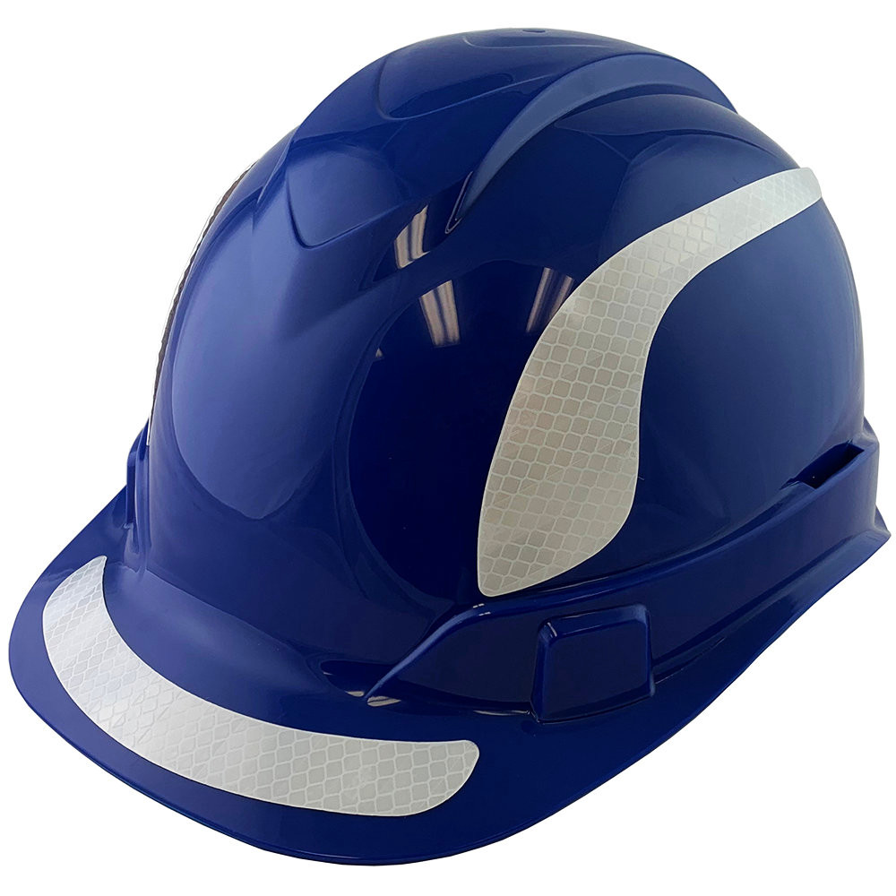 Pyramex Ridgeline Cap Style Hard Hats Blue with White Reflective Decals