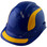 Pyramex Ridgeline Cap Style Hard Hats Blue with Yellow Reflective Decals Applied