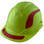 Pyramex Ridgeline Cap Style Hard Hats Lime with Red Reflective Decals Applied