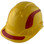 Pyramex Ridgeline Cap Style Hard Hats Yellow with Red Reflective Decals Applied
