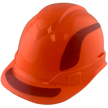 Pyramex Ridgeline Cap Style Hard Hats Orange with Red Reflective Decals Applied