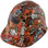 Orange Graffiti Design Cap Style Hydro Dipped Hard Hats ~  Oblique View