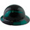 Actual Carbon Fiber Hard Hat - Full Brim Glossy Black with Reflective Green Decal Kit Applied