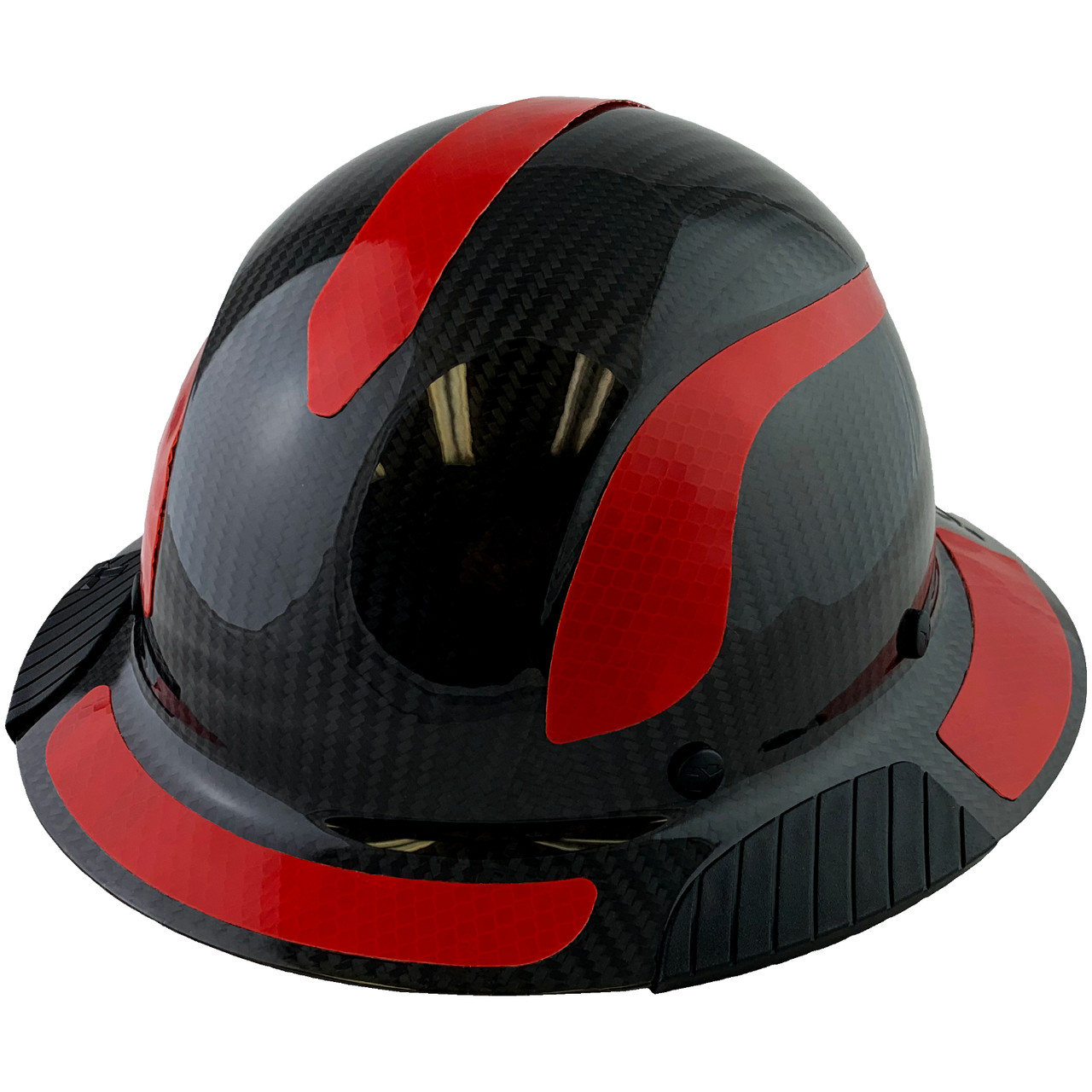 Actual Carbon Fiber Hard Hat - Full Brim Glossy Black with Reflective
