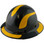Actual Carbon Fiber Hard Hat - Full Brim Glossy Black with Reflective Yellow Decal Kit Applied 