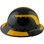 Actual Carbon Fiber Hard Hat - Full Brim Glossy Black with Reflective Yellow Decal Kit Applied 