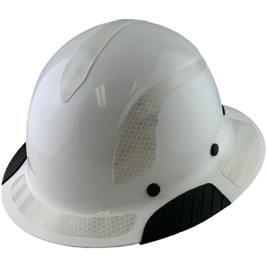 Actual Carbon Fiber Hard Hat - Full Brim White with Reflective White Decal Kit Applied