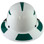 Actual Carbon Fiber Hard Hat - Full Brim White with Reflective Green Decal Kit Applied