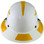 Actual Carbon Fiber Hard Hat - Full Brim White with Reflective Yellow Decal Kit Applied