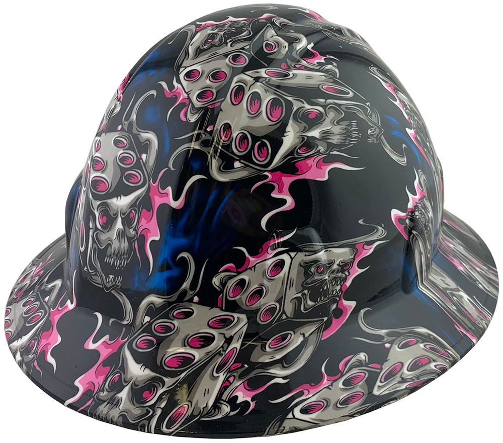 Flaming Dice Pink Design Full Brim Hydro Dipped Hard Hats | Online T.A.S.C.O.