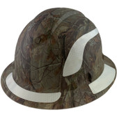 Pyramex Ridgeline Full Brim Style Hard Hat with Camouflage Pattern with White Decals - Oblique View
