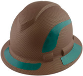 Pyramex Ridgeline Full Brim Style Hard Hat with Copper Pattern with Green Decals - Oblique View
