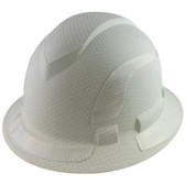 Pyramex Ridgeline Full Brim Style Hard Hat with Matte White Graphite Pattern with White Decals - Oblique View