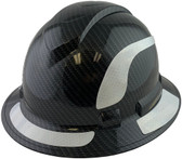 Pyramex Ridgeline Full Brim Style Hard Hat with Shiny Black Graphite Pattern with White Decals - Oblique View