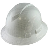Pyramex Ridgeline Full Brim Style Hard Hat with Shiny White Graphite Pattern with White Decals - Oblique View