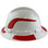 Pyramex Ridgeline Full Brim Style Hard Hat with Shiny White Graphite Pattern with Red Decals - Left View