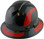 Pyramex Ridgeline Full Brim Style Hard Hat with Shiny Black Graphite Pattern with Red Decals - Oblique View