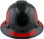 Pyramex Ridgeline Full Brim Style Hard Hat with Shiny Black Graphite Pattern with Red Decals - Front View