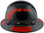 Pyramex Ridgeline Full Brim Style Hard Hat with Shiny Black Graphite Pattern with Red Decals - Left View