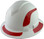 Pyramex Ridgeline Full Brim Style Hard Hat with Matte White Graphite Pattern with Red Decals - Oblique View