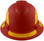 Pyramex Ridgeline Full Brim Style Hard Hat with Red Pattern with Yellow Decals - Front View