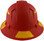 Pyramex Ridgeline Full Brim Style Hard Hat with Red Pattern with Yellow Decals - Back View