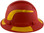 Pyramex Ridgeline Full Brim Style Hard Hat with Red Pattern with Yellow Decals - Left View