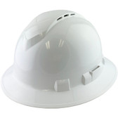 Pyramex Ridgeline Vented White Full Brim Style Hard Hat - 4 Point Suspensions - Oblique View