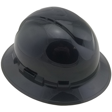 Pyramex Ridgeline Vented Black Full Brim Style Hard Hat  ~ Oblique View
