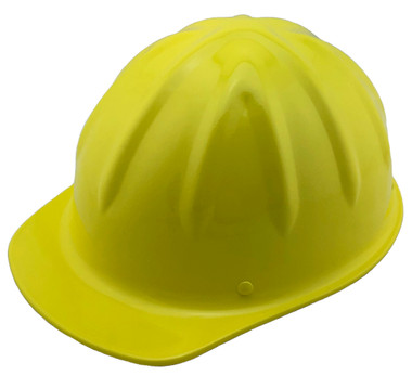 SkullBucket Aluminum Cap Style Hard Hats with Ratchet Suspensions –Yellow- Oblique View