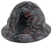 Carbon Fiber American Flag Design Hydro Dipped Hard Hats Full Brim Style ~ Oblique View