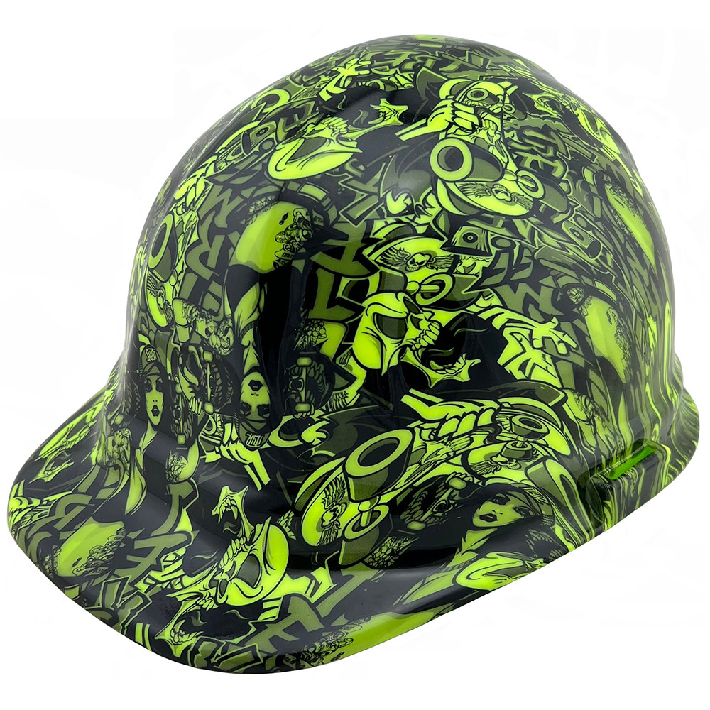 Skater Girl Neon Green Design Cap Style Hydro Dipped Hard Hats Buy