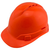Pyramex Ridgeline Vented Hi-Viz Orange Cap Style Hard Hat
 Left Side Oblique View